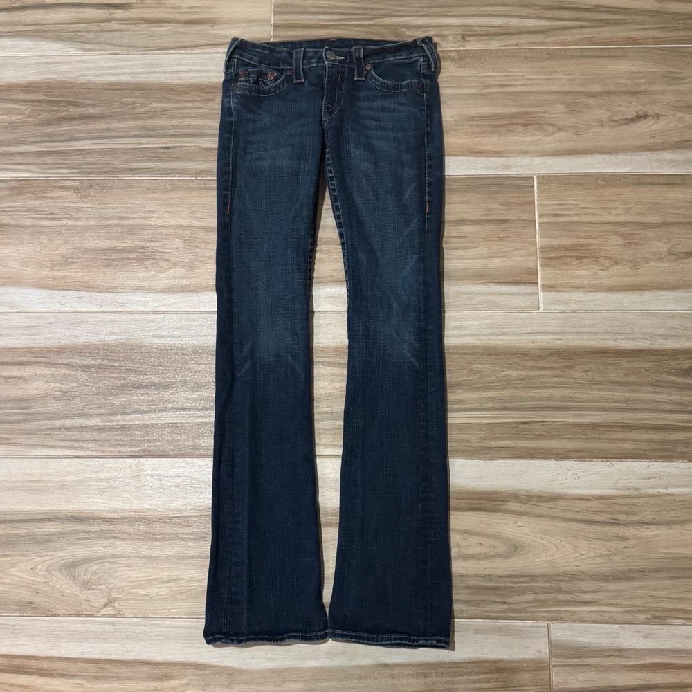 True Religion Womens Dark Wash Bootcut Jeans Made in USA TRW773 Size 28